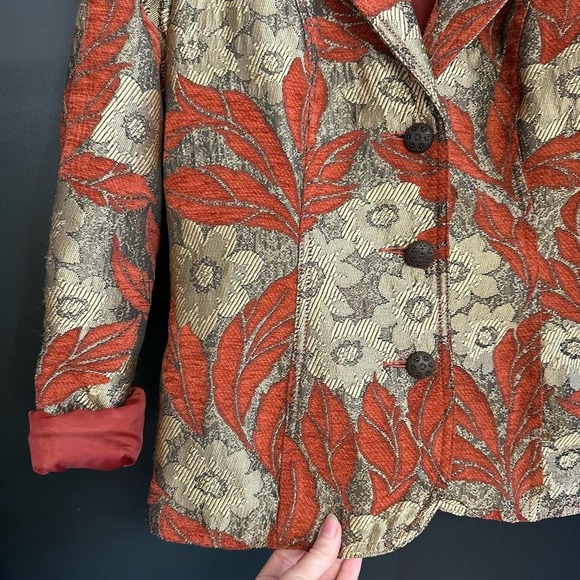Epic vintage orange gold jacquard blazer - Picture 5 of 7